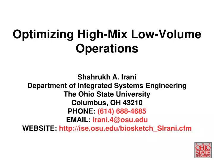 optimizing high mix low volume operations
