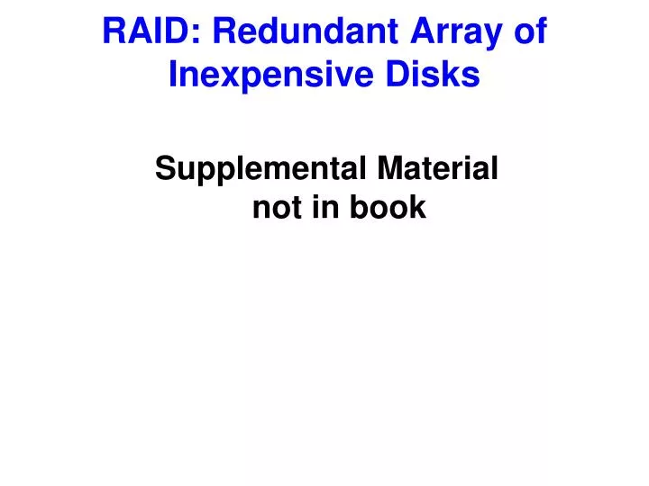 raid redundant array of inexpensive disks