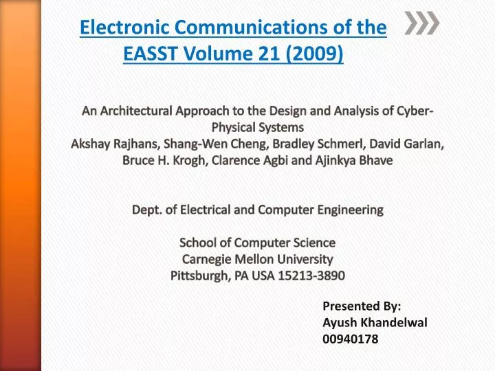 electronic communications of the easst volume 21 2009