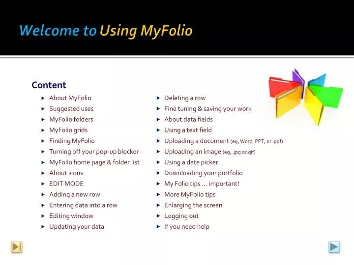 welcome to using myfolio