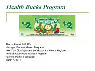 Health Bucks Program