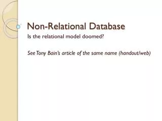 Non-Relational Database