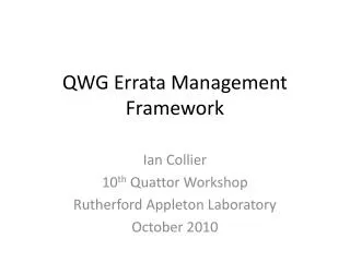 QWG Errata Management Framework