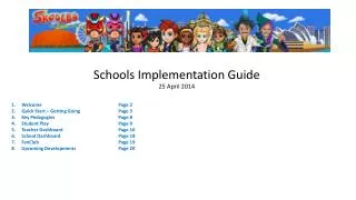 Schools Implementation Guide 25 April 2014