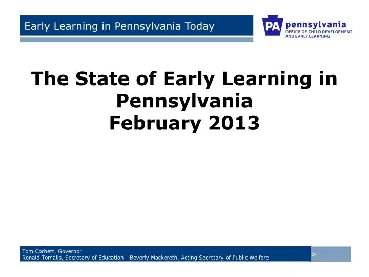 state of the state early learning in pennsylvania today