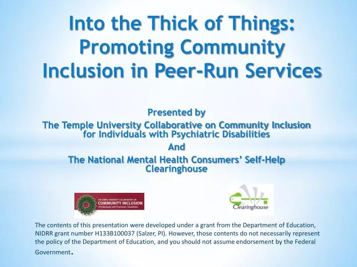into the thick of things promoting community inclusion in peer run services
