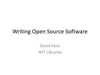 Writing Open Source Software