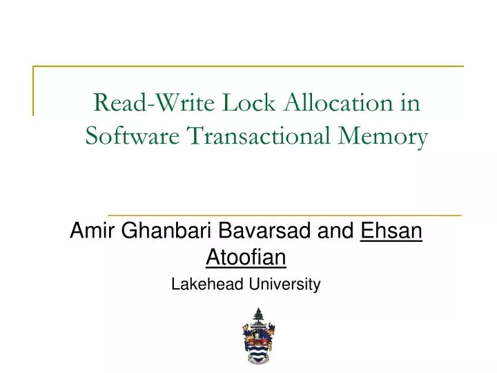read write lock allocation in software transactional memory