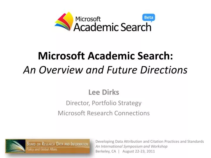 microsoft academic search an overview and future directions