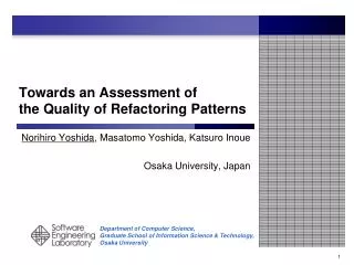 Towards an Assessment of the Quality of Refactoring Patterns