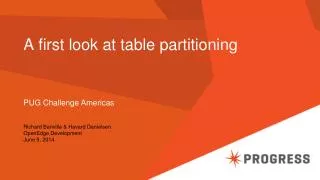 A first look at table partitioning