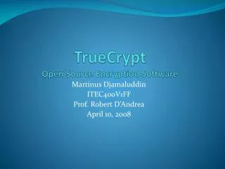 TrueCrypt Open Source Encryption Software