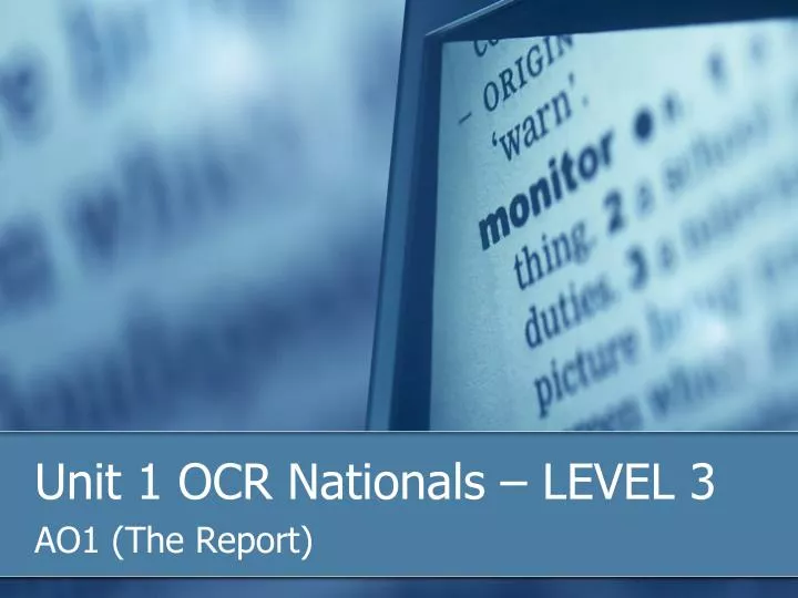 unit 1 ocr nationals level 3