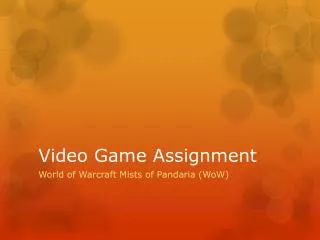 Video Game Assignment