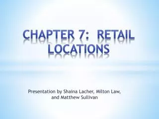 Chapter 7: Retail Locations