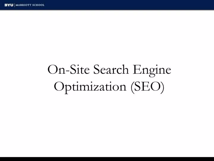 on site search engine optimization seo