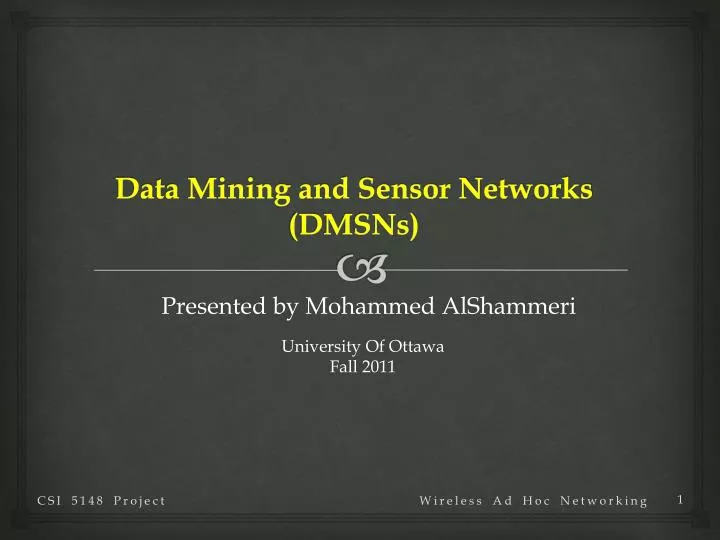 data mining and sensor networks dmsns