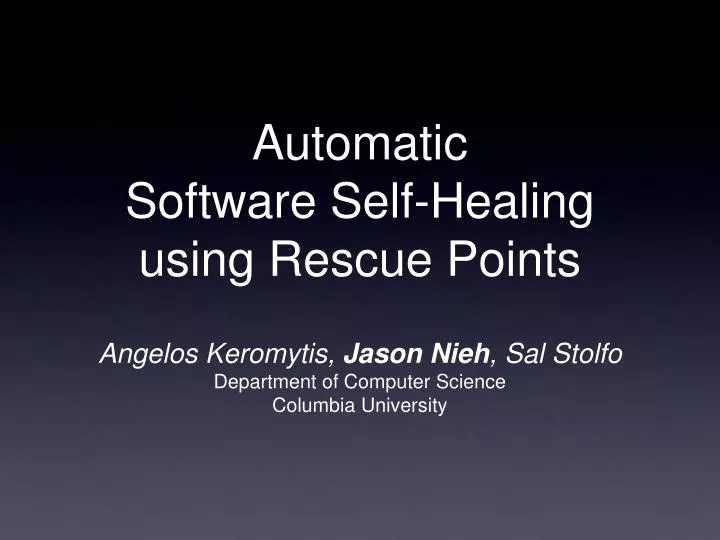 automatic software self healing using rescue points