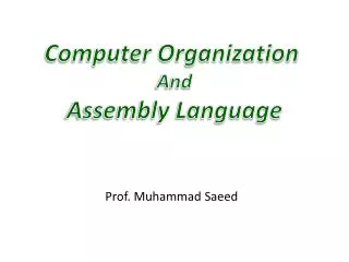 Computer Organization And Assembly Language