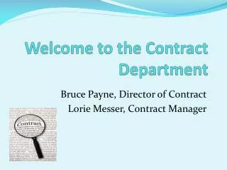 Welcome to the Contract Department
