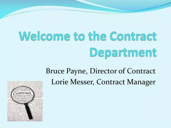 welcome to the contract department