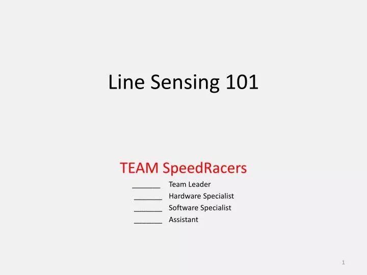 line sensing 101