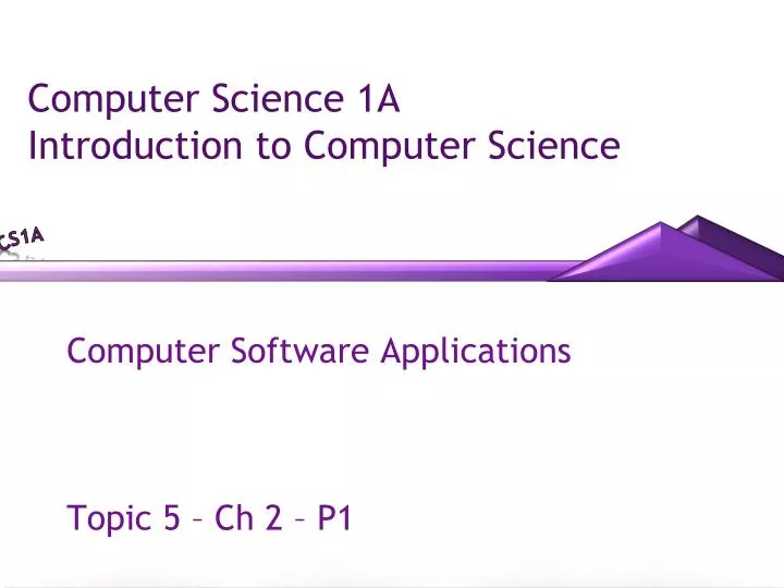 computer science 1a introduction to computer science