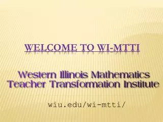 Welcome to WI-MTTI