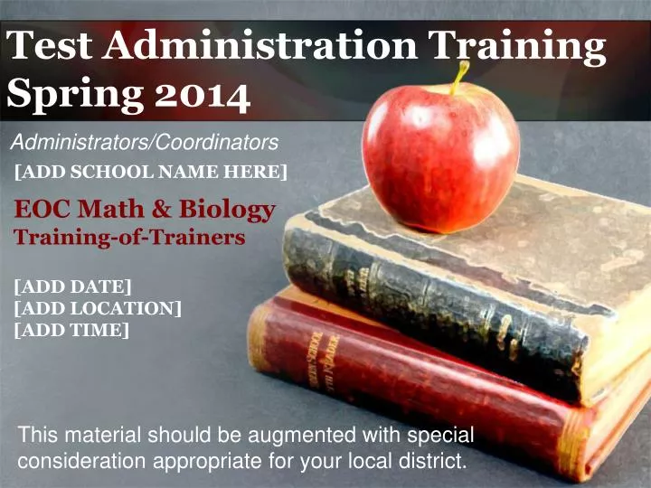 test administration training spring 2014