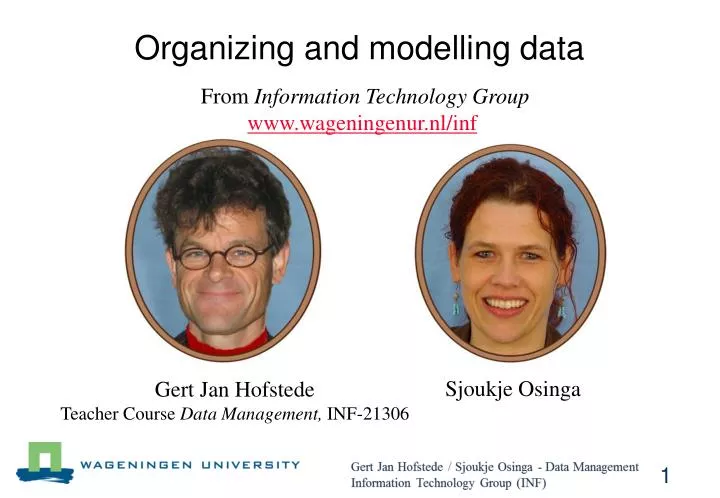 organizing and modelling data