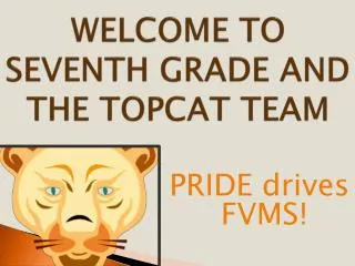 WELCOME TO SEVENTH GRADE AND THE TOPCAT TEAM