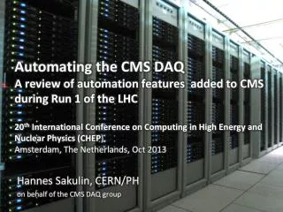 Hannes Sakulin, CERN/PH on behalf of the CMS DAQ group