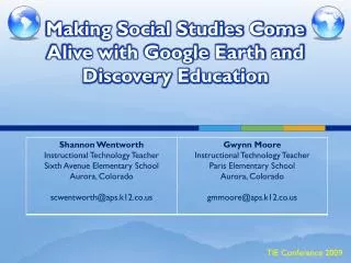 Making Social Studies Come Alive with Google Earth and Discovery Education