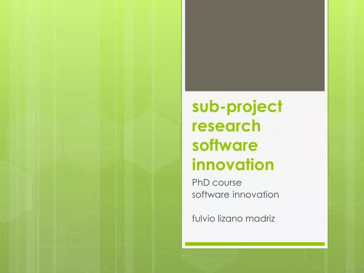 sub project research softw are innovation