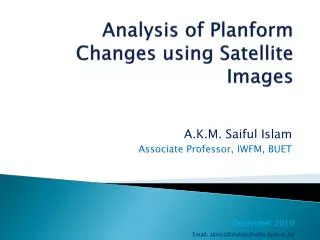 Analysis of Planform Changes using Satellite Images