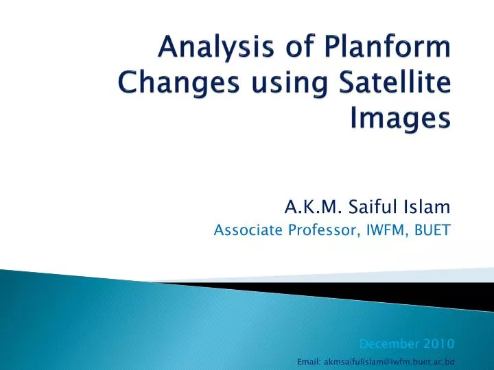 analysis of planform changes using satellite images