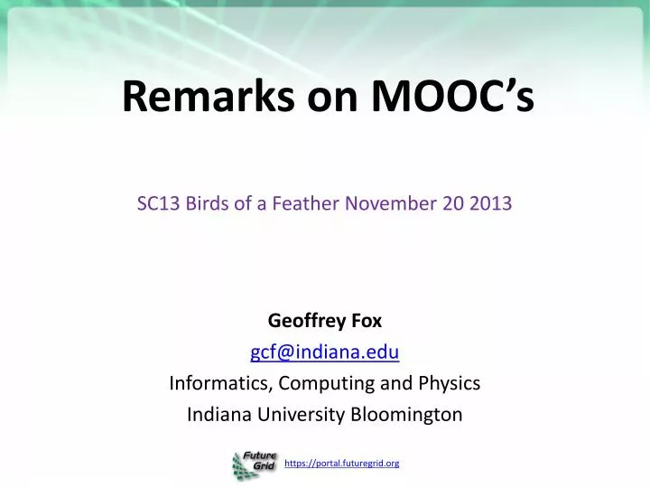 remarks on mooc s