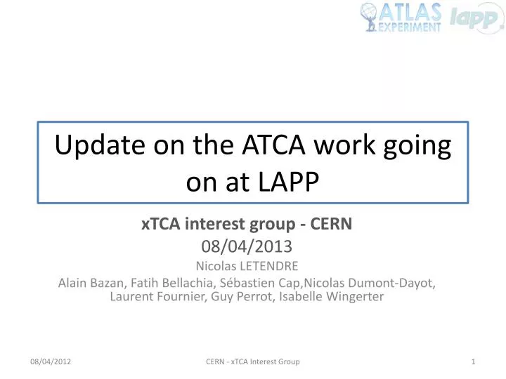 update on the atca work going on at lapp
