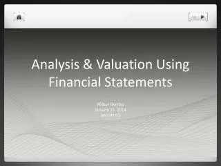 Analysis &amp; Valuation Using Financial Statements