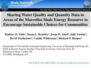 Sharing Water Quality and Quantity Data in Areas of the Marcellus Shale Energy Resource to Encourage Sustainable Choices