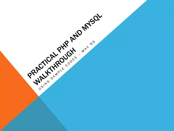 practical php and mysql walkthrough