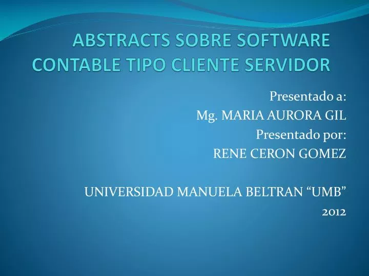 abstracts sobre software contable tipo cliente servidor