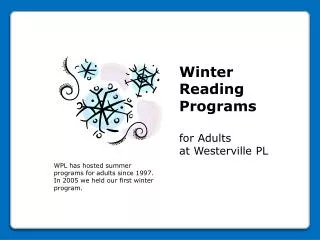 Winter Reading Programs for Adults at Westerville PL