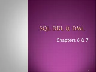 SQL DDL &amp; DML