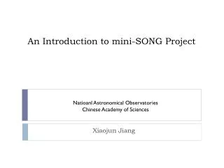 An Introduction to mini-SONG Project