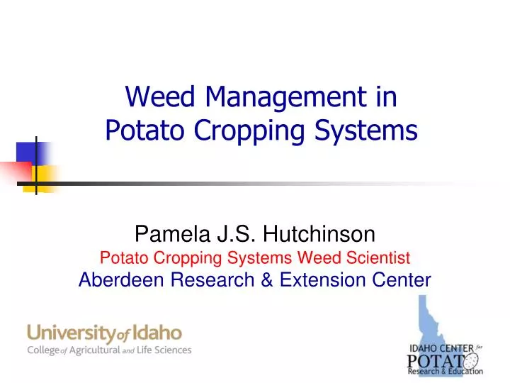 weed management in potato c ropping s ystems