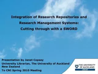 Integration of Research Repositories and Research Management Systems: Cutting through with a SWORD
