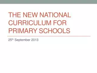 The new National Curriculum for primary schools