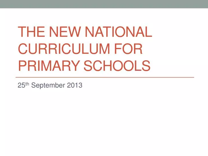 the new national curriculum for primary schools