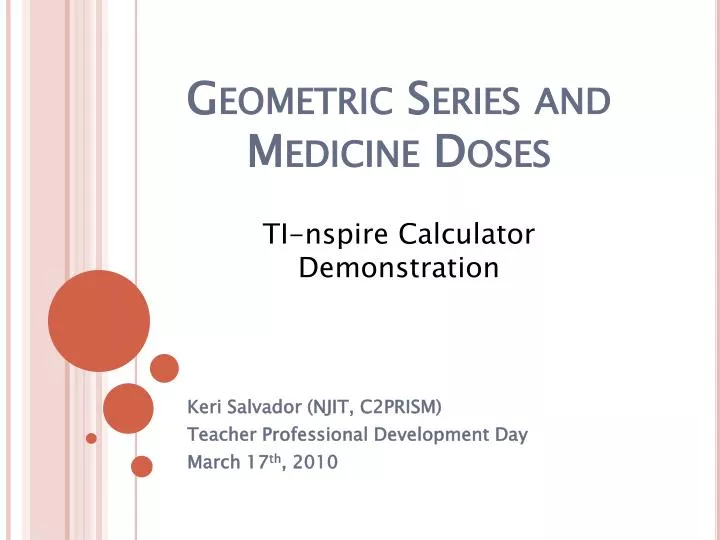 geometric series and medicine doses